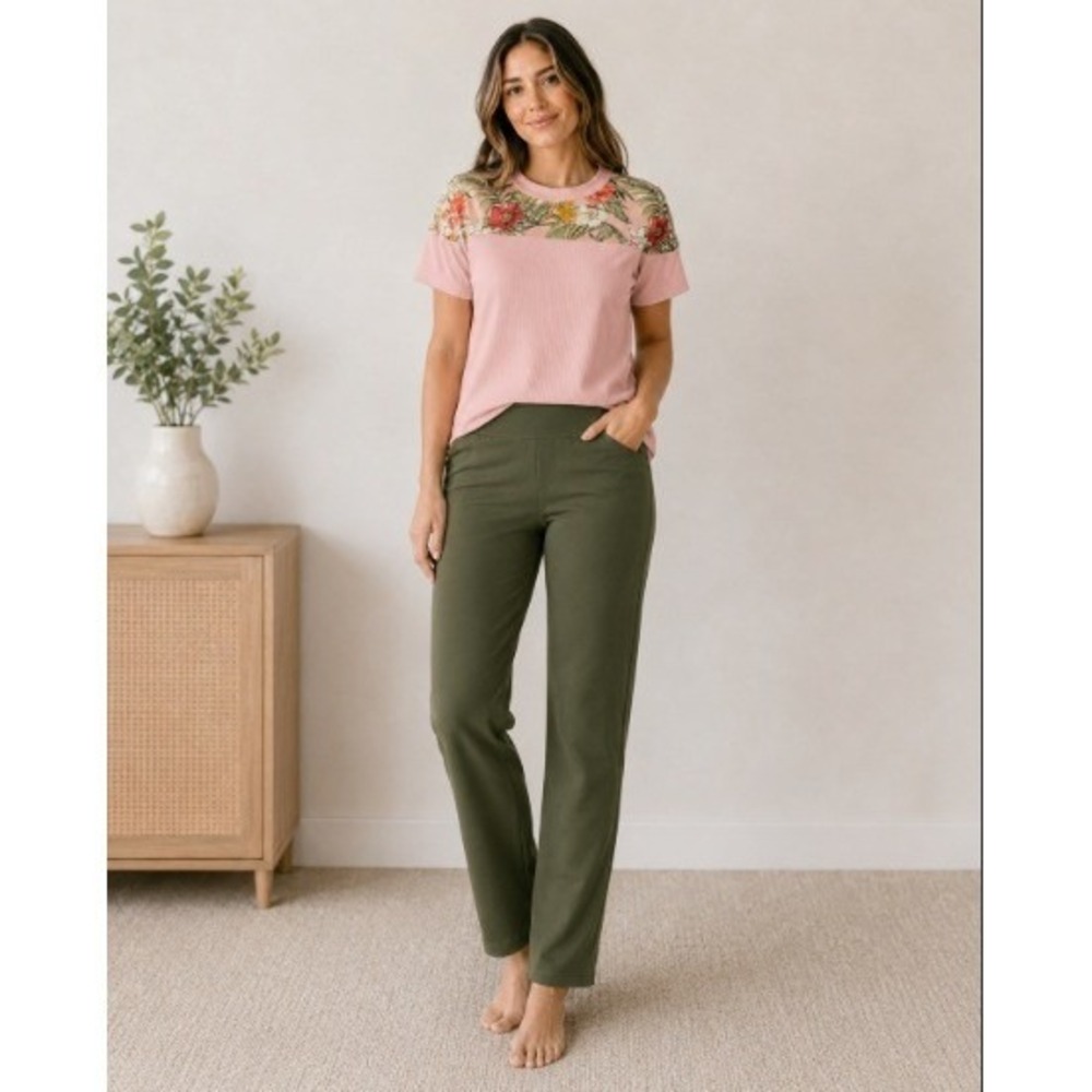 Express Womens High Waisted Ponte Knit Ankle Pants Olive Green Large New